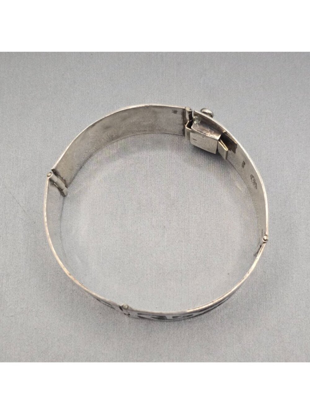 Vintage Taxco Sterling Silver Turquoise Inlay Bracelet 7" Eagle 3 Signed AMD 30g - Picture 4 of 16